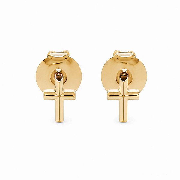 Brinco Cruz Mini Banhado a Ouro 18k