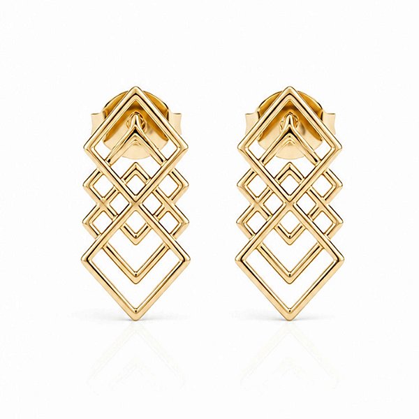 Brinco Geométrico Delicado Banhado a Ouro 18k
