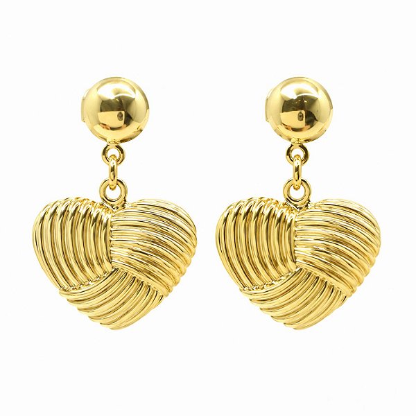 Brinco Coração Ondas Banhado a Ouro 18k