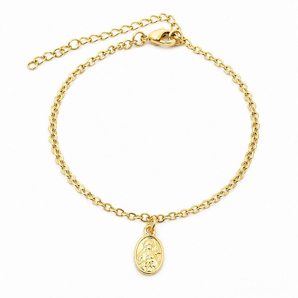 Pulseira Medalhinha Santa Teresinha do Menino Jesus Banhada a Ouro 18k