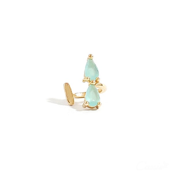 Brinco Piercing Fake Zircônia Verde Água