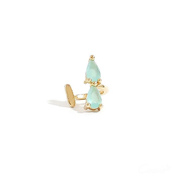 Brinco Piercing Fake Zircônia Verde Água