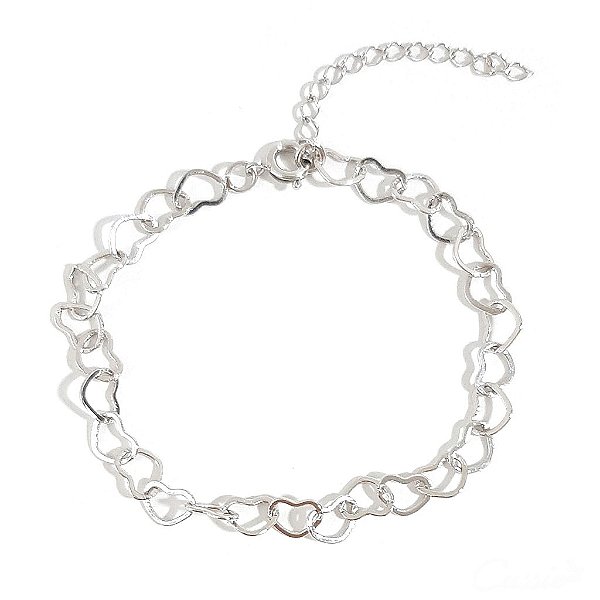 Pulseira Corações Grandes Ródio