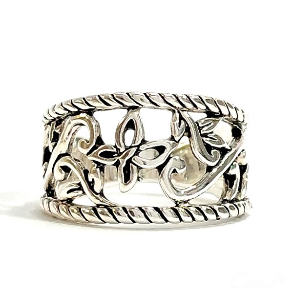 Anel Borboleta Ornare Banhado a Prata