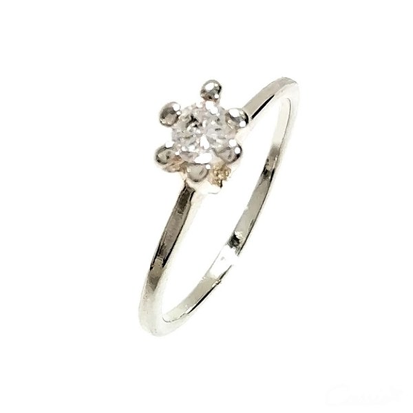 Anel Solitário Ródio Zircônia