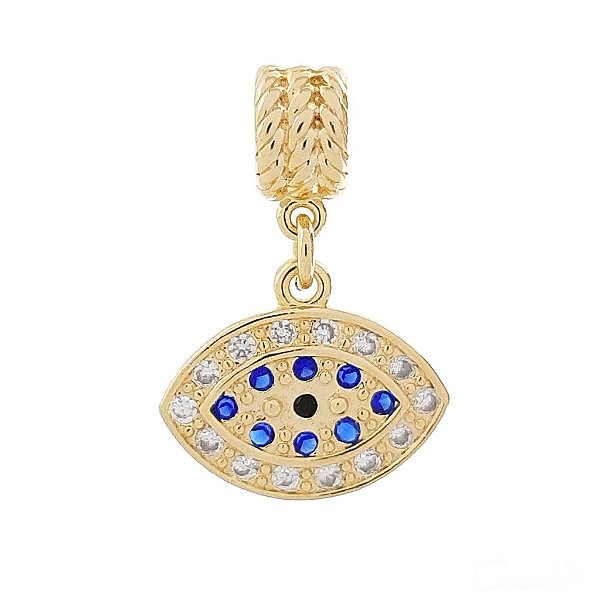 Berloque Charm Pingente Olho Grego Zircônias