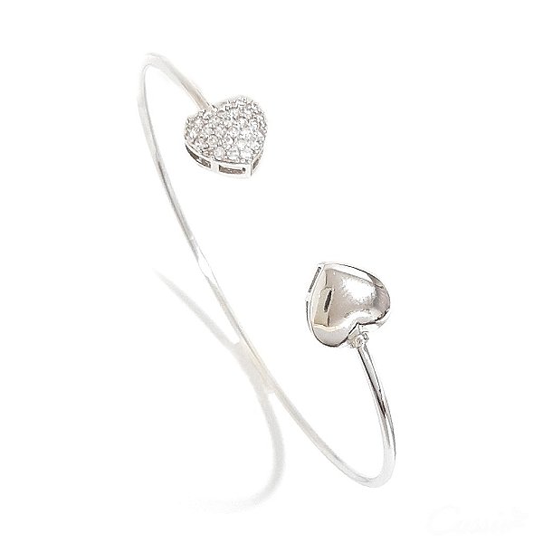 Pulseira Bracelete Coração Ródio Zircônias