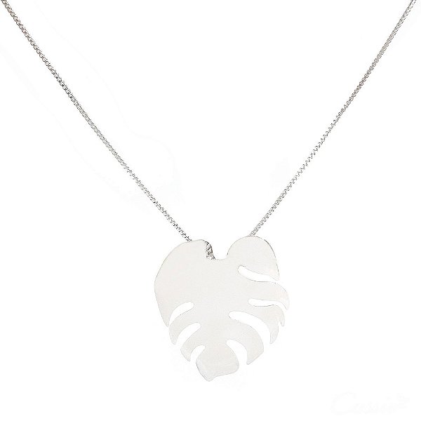 Colar Folha Grande Ródio