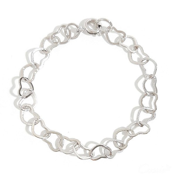 Pulseira Infantil Corações Grandes Ródio