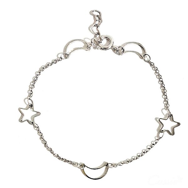 Pulseira Lua e Estrela Ródio