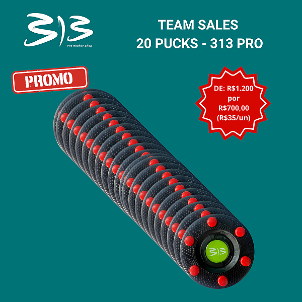 Puck 313 Pro - Hockey Inline - Pack para Equipes - 20 unidades
