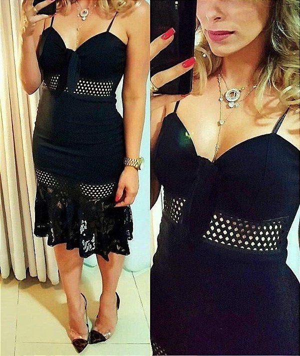 vestido colado com renda