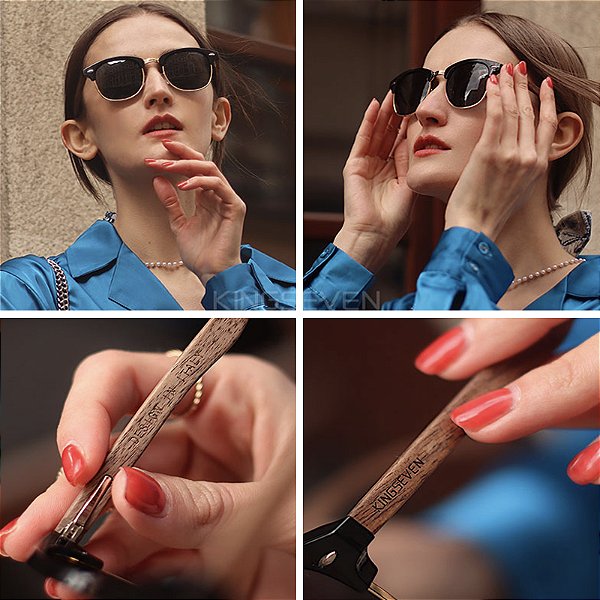 Óculos de sol Kingseven artesanal de madeira