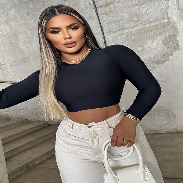 Blusa manga longa Preta