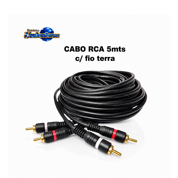 Cabo RCA 5mts preto - (Pronta entrega em Umbaúba na praça de Eventos! )