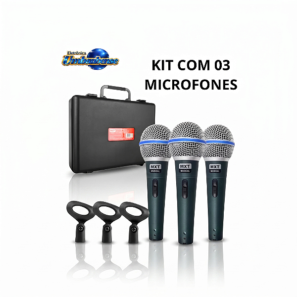 Microfone Dinamico 03pçs (Entrega só na Loja Física)