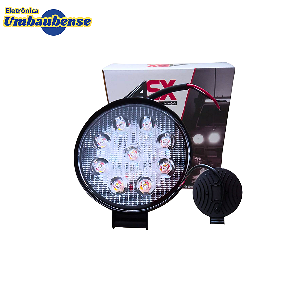 Farol de Led Redondo 27w (Entrega só na Loja Física)