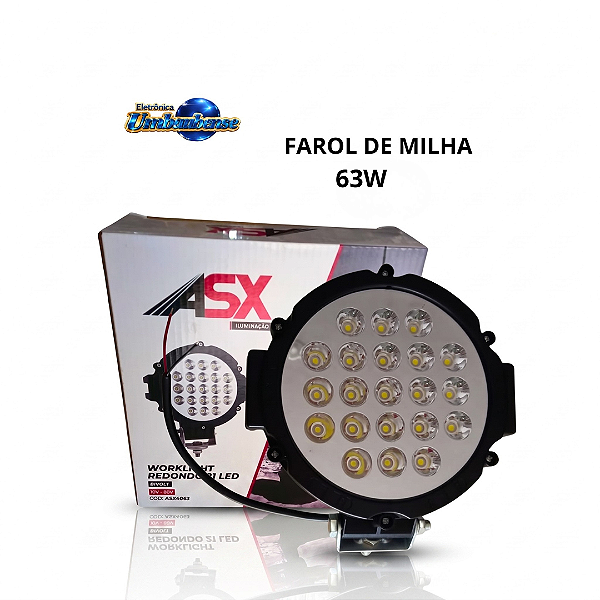 Farol de Led Redondo 63w (Entrega só na Loja Física)