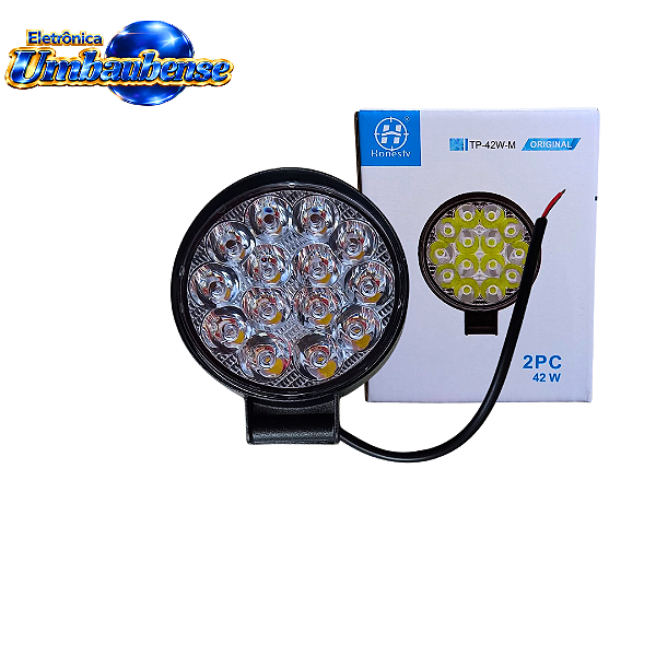 Farol de Led Redondo 42w (Entrega só na Loja Física)