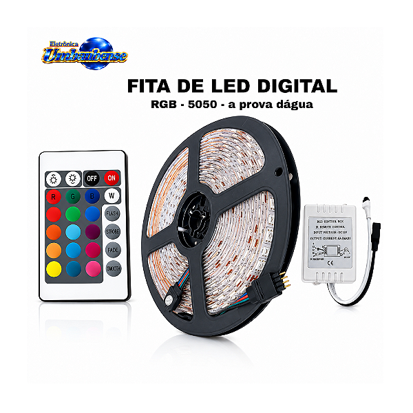 Fita de LED RGB 5050 5 Metros com Controle Remoto | Pronta Entrega em Umbaúba
