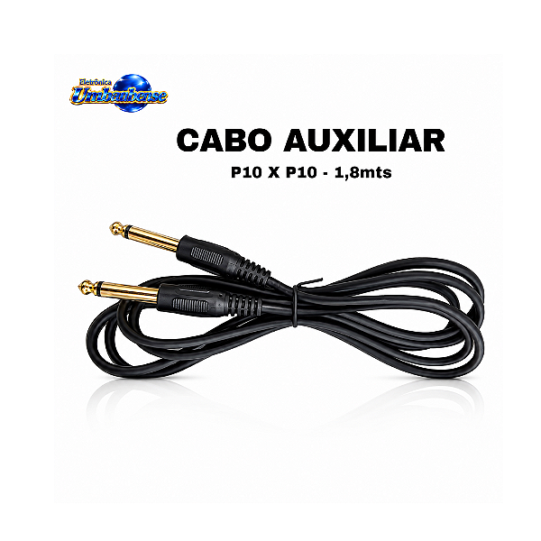 Cabo P10 x P10 Mono Dourado MXT 1,8 Metros | Pronta Entrega em Umbaúba