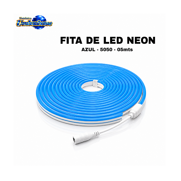 Fita de LED Neon 12V Azul 5 Metros | Pronta Entrega em Umbaúba