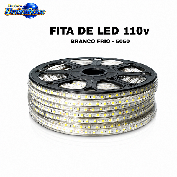 Fita Mangueira de LED 5050 Branco Frio 110V - 01 Metro | Pronta Entrega em Umbaúba