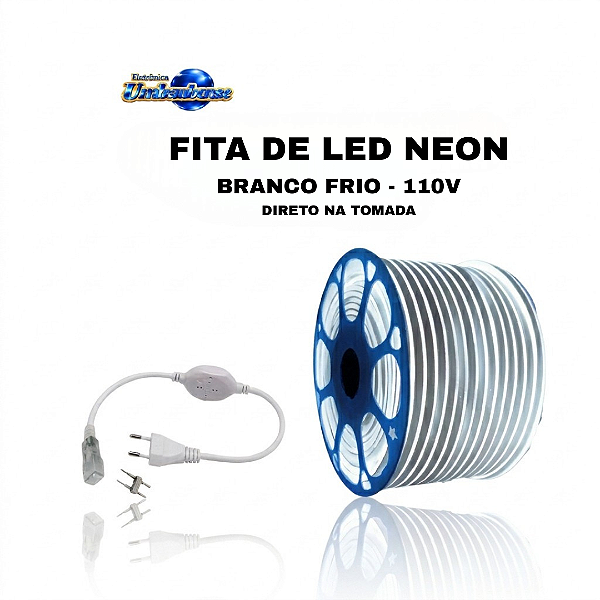 Fita de LED Neon Flex Branco Frio 25 Metros 110V IP65 | Pronta Entrega em Umbaúba