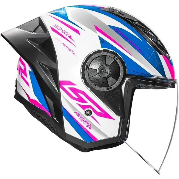 Capacete Airflow 2 Draze branco azul rosa LS2