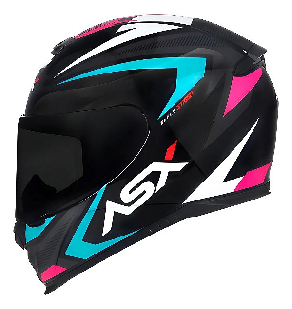 CAPACETE EAGLE STREET PRETO BRILHO/TIFANY/ROSA ASX