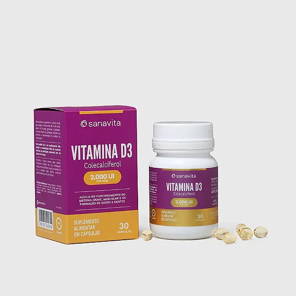 Vitamina D3 2.000 UI 30 capsulas - Sanavita