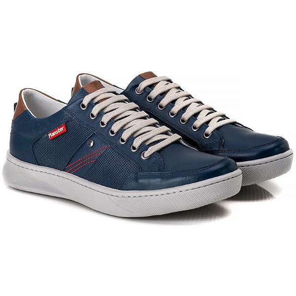 Sapatênis Masculino De Couro Legítimo Comfort - 3020 Azul