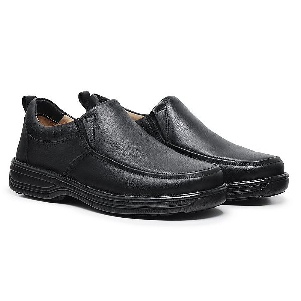 Sapato Masculino De Couro Legítimo Comfort Shoes - 8001 Preto