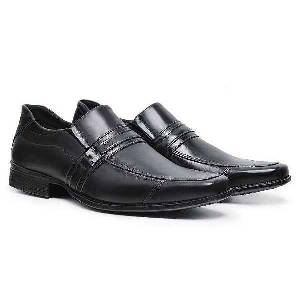 Sapato Masculino de Couro Legítimo Comfort Shoes - 705 Preto