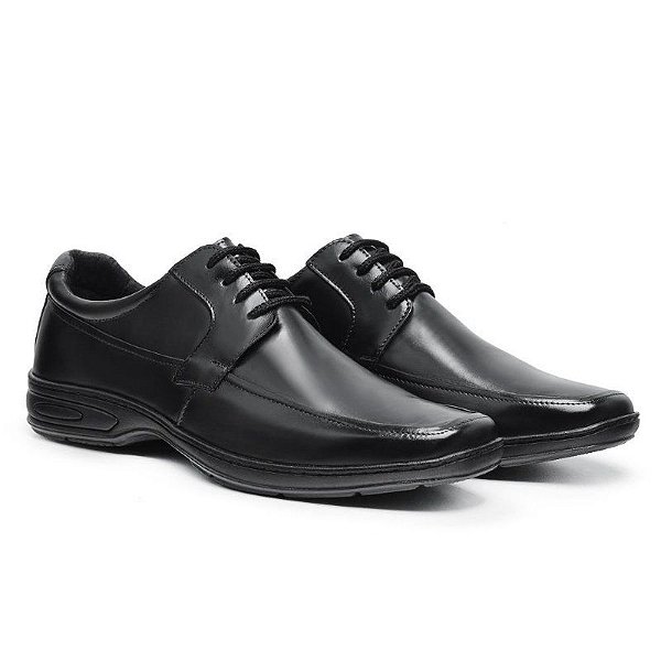 Sapato Masculino de Couro Legítimo Comfort Shoes - 716 Preto