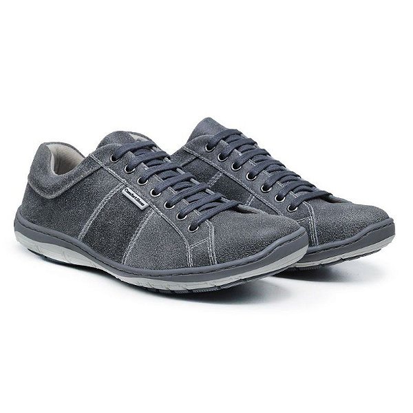 Sapatênis Masculino De Couro Legitimo Comfort Shoes - 4004 Cinza