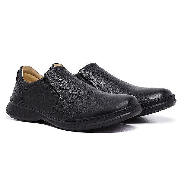 Sapato Masculino de Couro Legítimo Comfort Shoes - 6040 Preto