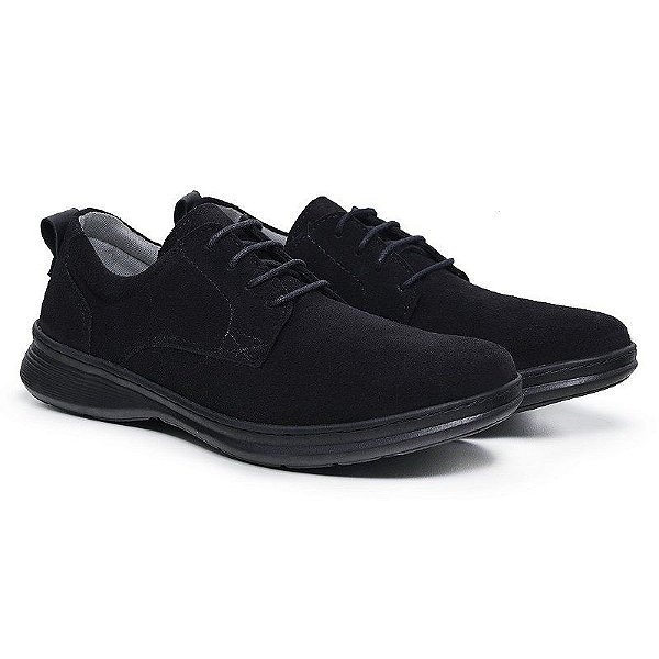 Sapato Masculino de Couro Legítimo Comfort Shoes - 6041 Preto