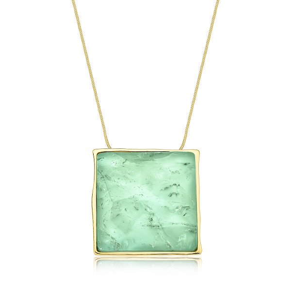 Colar longo Acqua Pedra Cristal Verde Água