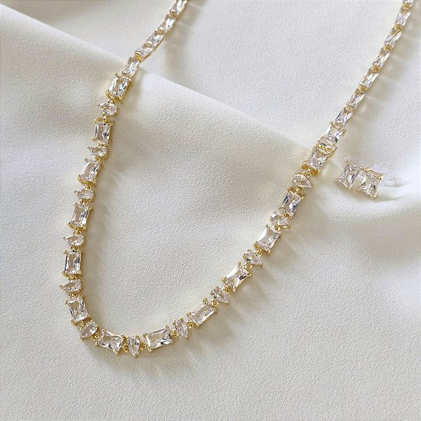 Conjunto Elegance - Choker Riviera + Brincos
