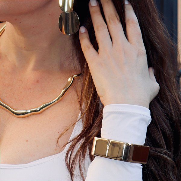 Bracelete Bold Block Dourado