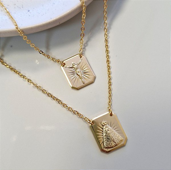 Escapulário dourado - Luz e Fé