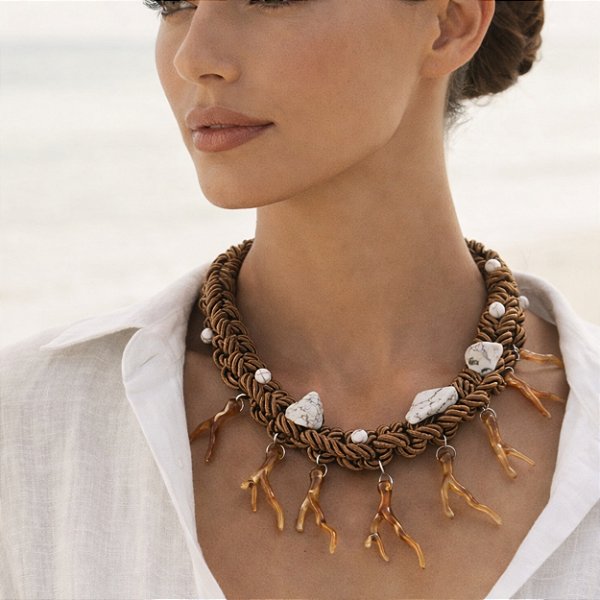 Colar Maré Orgânica Marrom — High Bijoux
