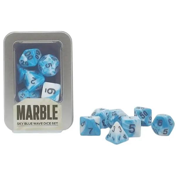 Marble Sky Blue Wave Dice Set Kit Dados Azul Céu Onda Buró