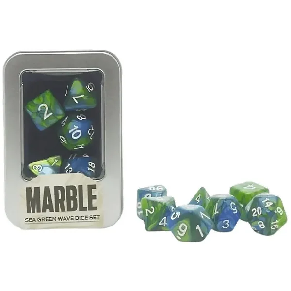 Marble Sea Green Wave Dice Set Kit Dados Verde Oceano Onda Buró