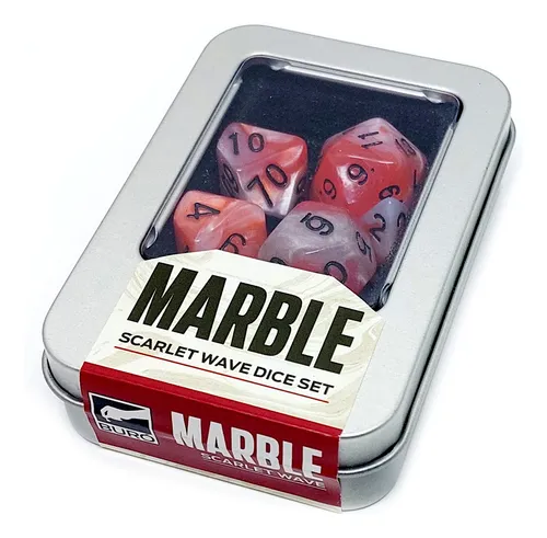 Marble Scarlet Red Wave Dice Set Kit Dados Vermelho Escarlate Onda Perolado Buró