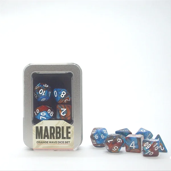 Marble Orange Wave Dice Set Kit Dados Laranja Onda Buró