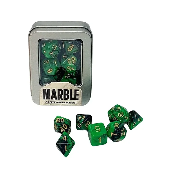 Marble Green Wave Dice Set Kit Dados Verde Perolado Buró