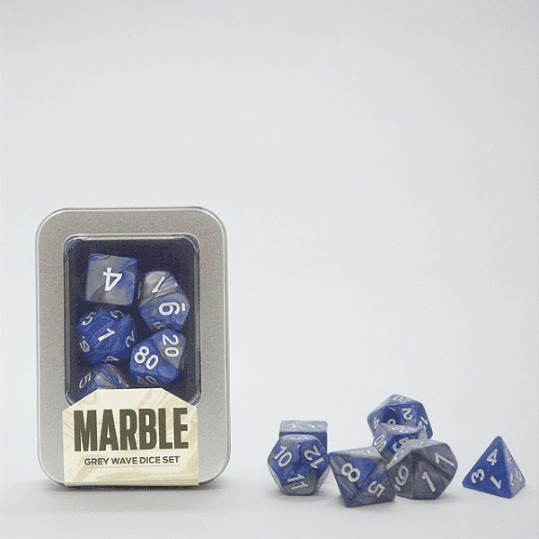 Marble Grey Wave Dice Set Kit Dados Cinza Onda Perolado Buró