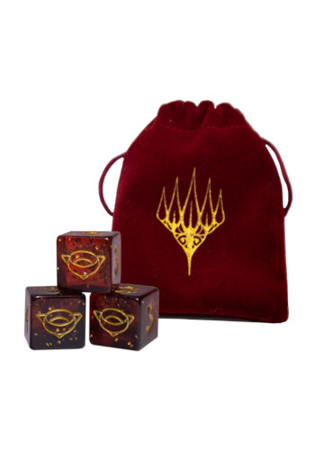 Conjunto de 3 dados D6 22mm e Bag Especial - O Senhor dos Anéis Cor dos Dados:Red Flecked